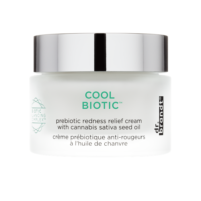 Cool biotic, a prebiotic redness relief cream with cannabis sativa seed oil